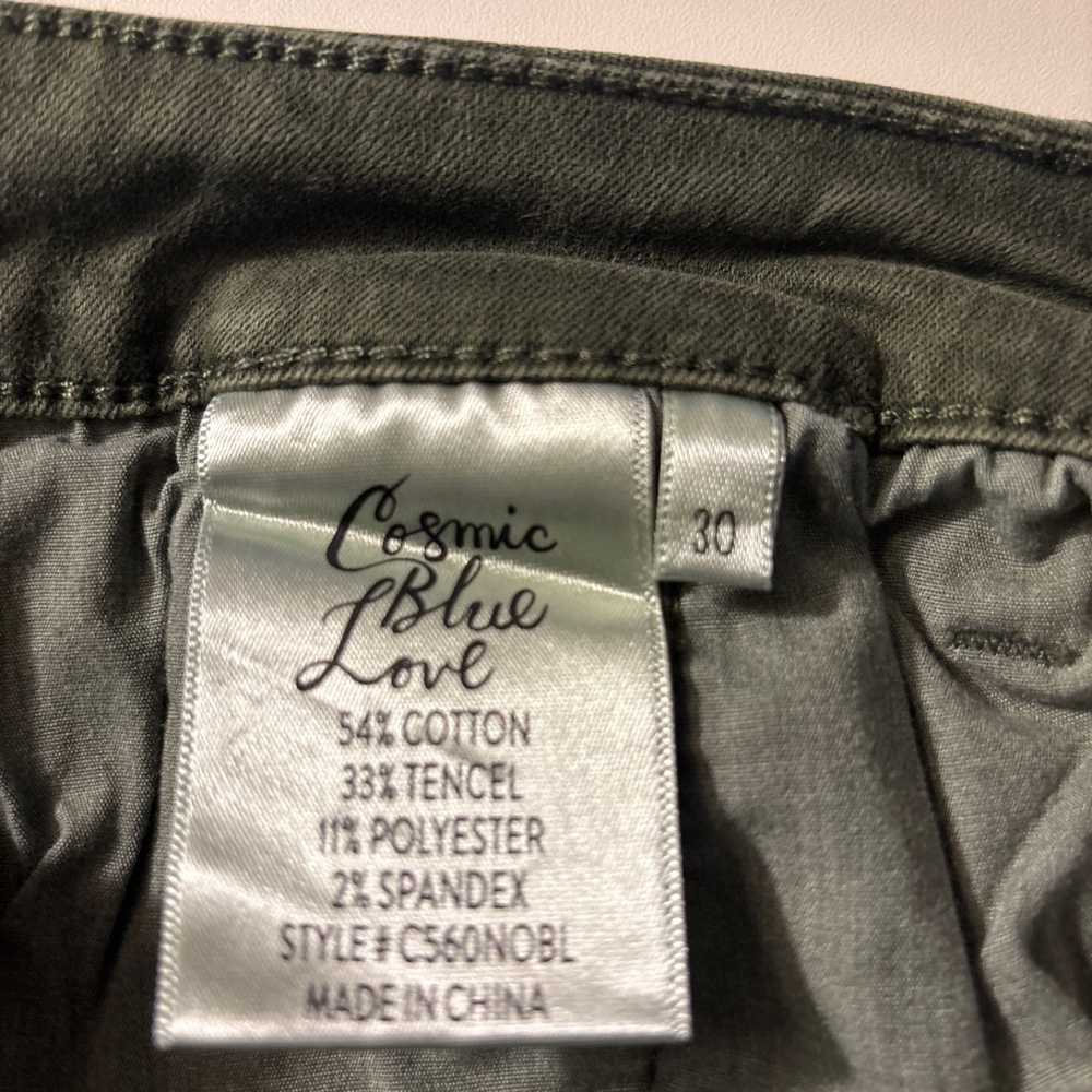 Cosmic Blue Love Army Green Jeans with Bottom Cuffs - Size 30 - Picture 4 of 8